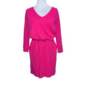NWT Gap Casual V-Neck Bright Pink Dress Sz Small / Tall